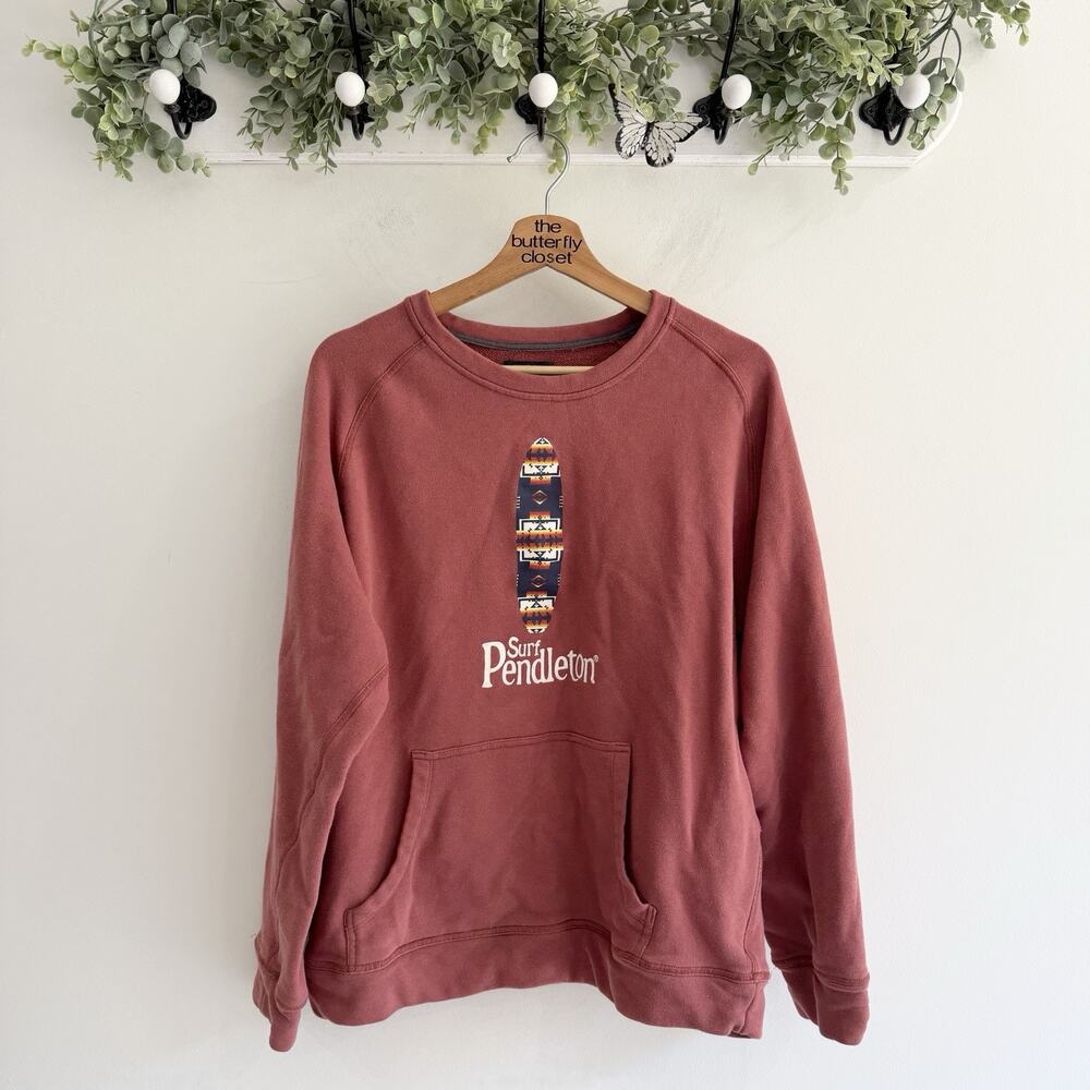 Surf Pendleton Brick Red Pullover Crewneck Sweat Shirt Women's SZ Large ii5778